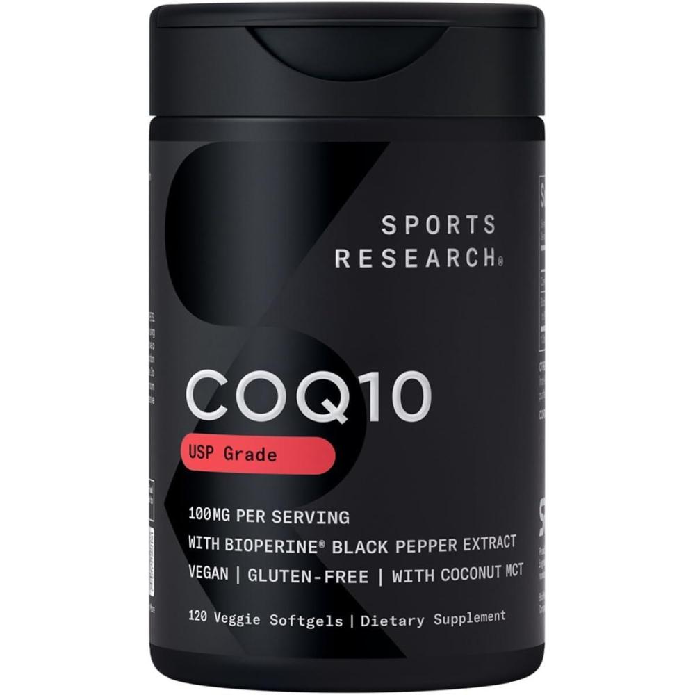 image:imageSports Research CoQ10 100mg Enhanced wCoconut Oil amp Bioperine Black Pepper for Better Absorption  Vegan Certified NonGMO Verified 120 Veggie Softgels120 Count Pack of 1