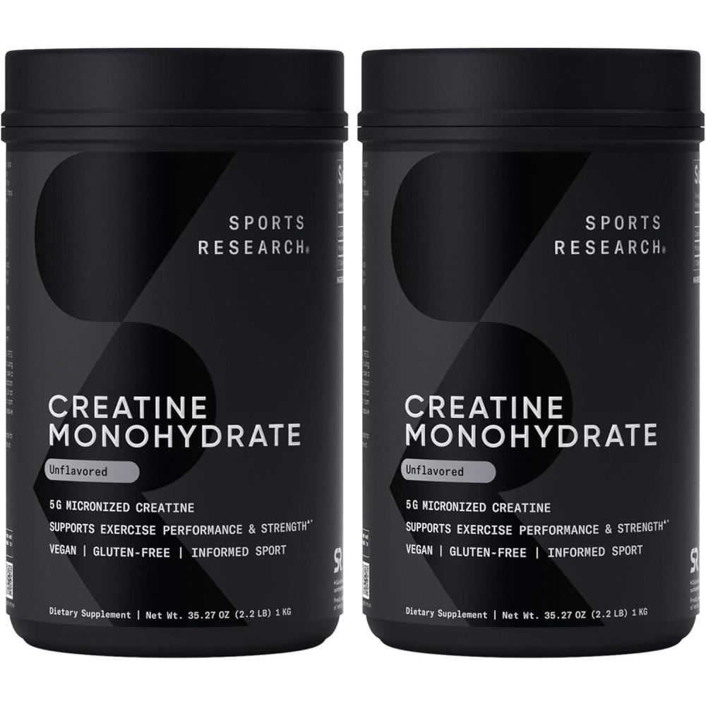 image:imageSports Research Creatine Monohydrate  Gain Lean Muscle Improve Performance and Strength and Support Workout Recovery  5 g Micronized Creatine  1764 oz22 Pound Pack of 2