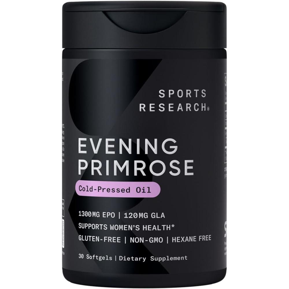 image:imageSports Research Evening Primrose Supplement from Cold Pressed Oil  Softgels for Womens Health amp Skin Health  Gluten Free amp NonGMO GLA  High Potency 1300mg 120 Count30 Count Pack of 1