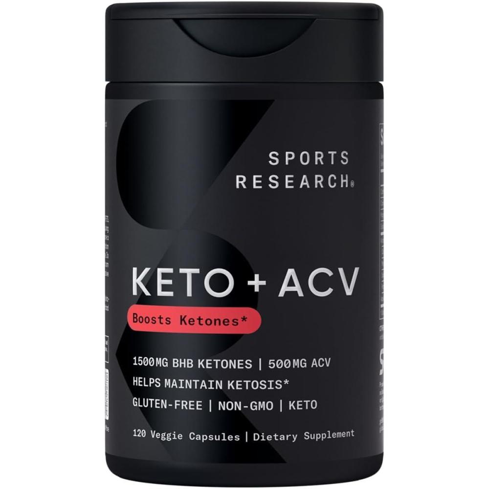 image:imageSports Research Keto Plus ACV Capsules  Diet Support with 500mg of Apple Cider Vinegar amp 1500mg goBHB Exogenous Ketones  Gluten Free amp Keto Certified  120 Veggie CapsulesACV Keto