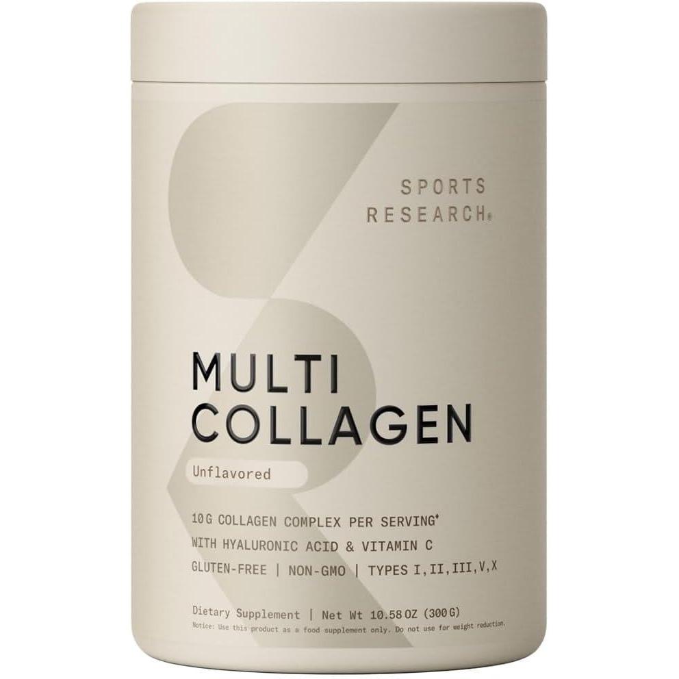 image:imageSports Research Multi Collagen Protein Powder  Food Sourced Collagen Peptides Type I II III V X with Hyaluronic Acid  Vitamin C  Gluten Free  NonGMO  30 Servings UnflavoredUnflavored