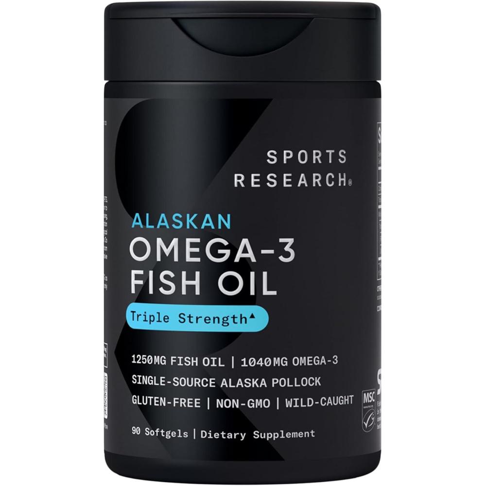 image:imageSports Research Omega3 Fish Oil MiniSoftgels  Sourced from Wild Caught Alaska Pollock  Burpless Bovine Free NonGMO amp MSC Certified Sustainable  120 Count90 Count Pack of 1