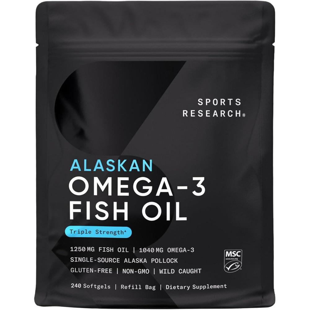 image:imageSports Research Omega3 Fish Oil MiniSoftgels  Sourced from Wild Caught Alaska Pollock  Burpless Bovine Free NonGMO amp MSC Certified Sustainable  120 Count240 Count Pack of 1