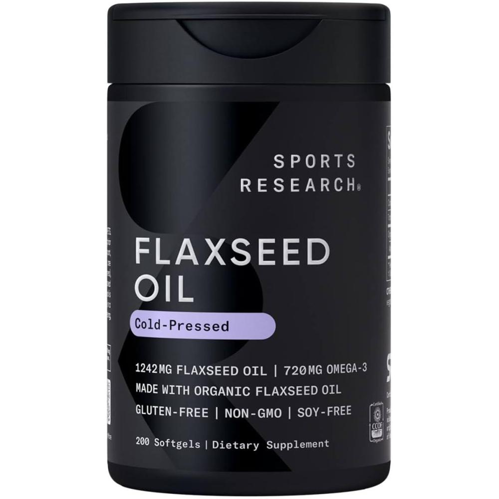 image:imageSports Research Organic Flaxseed Oil Softgels 1242mg  Plant Based Omega 3 Supplement with 720mg ALA for Women amp Men  NonGMO Soy amp Gluten Free 200 Count200 Count Pack of 1