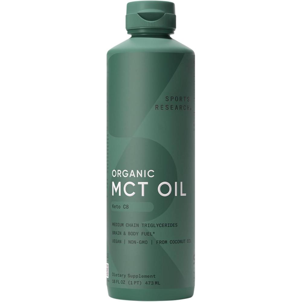image:imageSports Research Organic MCT Oil  Keto amp Vegan MCTs C8 C10 from Coconuts  Fatty Acid Brain amp Body Fuel NonGMO amp Gluten Free  Flavorless Oil Perfect in Coffee Tea amp Protein Shakes  32 oz1600 Fl Oz Pack of 1