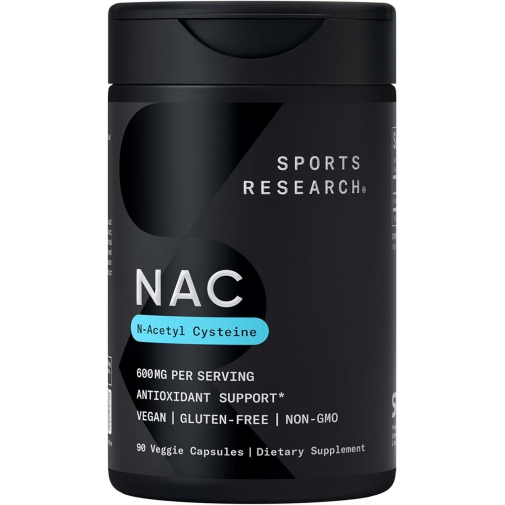 image:imageSports Research Vegan NAC Supplement NAcetyl Cysteine 600 mg  Supports Antioxidant Activity  NAC 600 mg  NonGMO  90 Capsules for Adults Daily Use90 Count Pack of 1