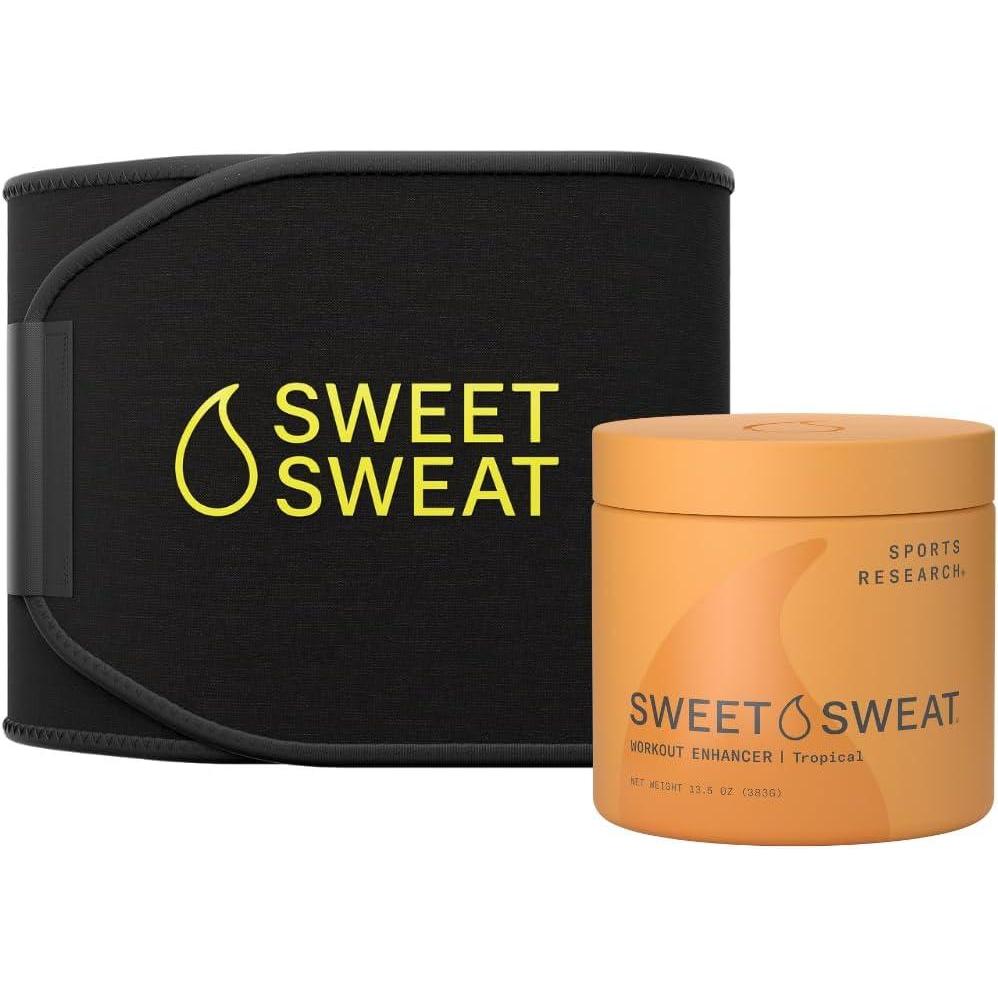 image:imageSports Research Waist Trimmer Pack  Sweet Sweat Waist Trimmer BlackYellow Small  Workout Enhancer Gel 135oz Jar Tropical Scent