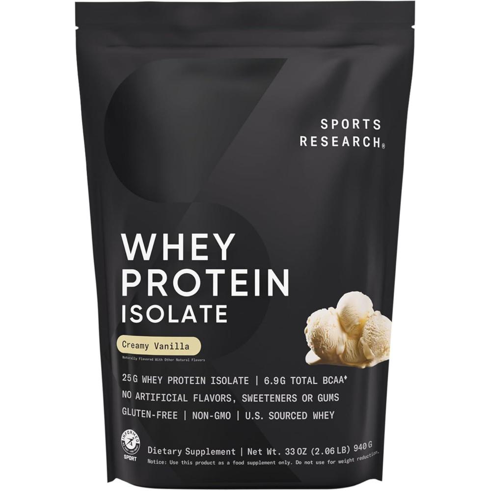image:imageSports Research Whey Protein Isolate  Sports Nutrition Protein Powder 25g per Serving  227lb Bag Whey Protein  Dutch Chocolate Bulk Protein Powder 25 ServingsCreamy Vanilla