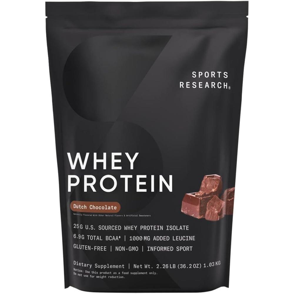 image:imageSports Research Whey Protein Isolate  Sports Nutrition Protein Powder 25g per Serving  227lb Bag Whey Protein  Dutch Chocolate Bulk Protein Powder 25 ServingsDutch Chocolate