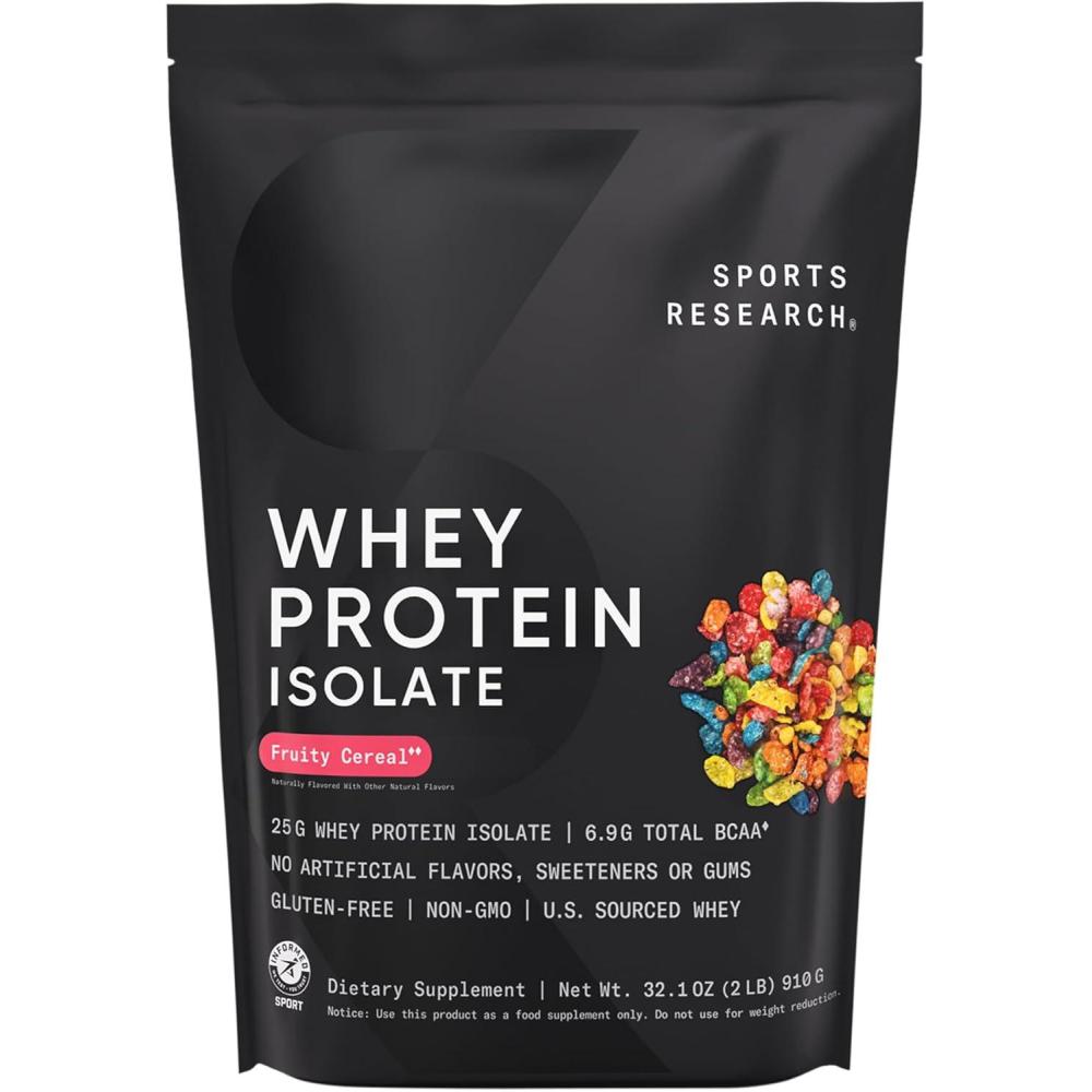 image:imageSports Research Whey Protein Isolate  Sports Nutrition Protein Powder 25g per Serving  227lb Bag Whey Protein  Dutch Chocolate Bulk Protein Powder 25 ServingsFruity Cereal
