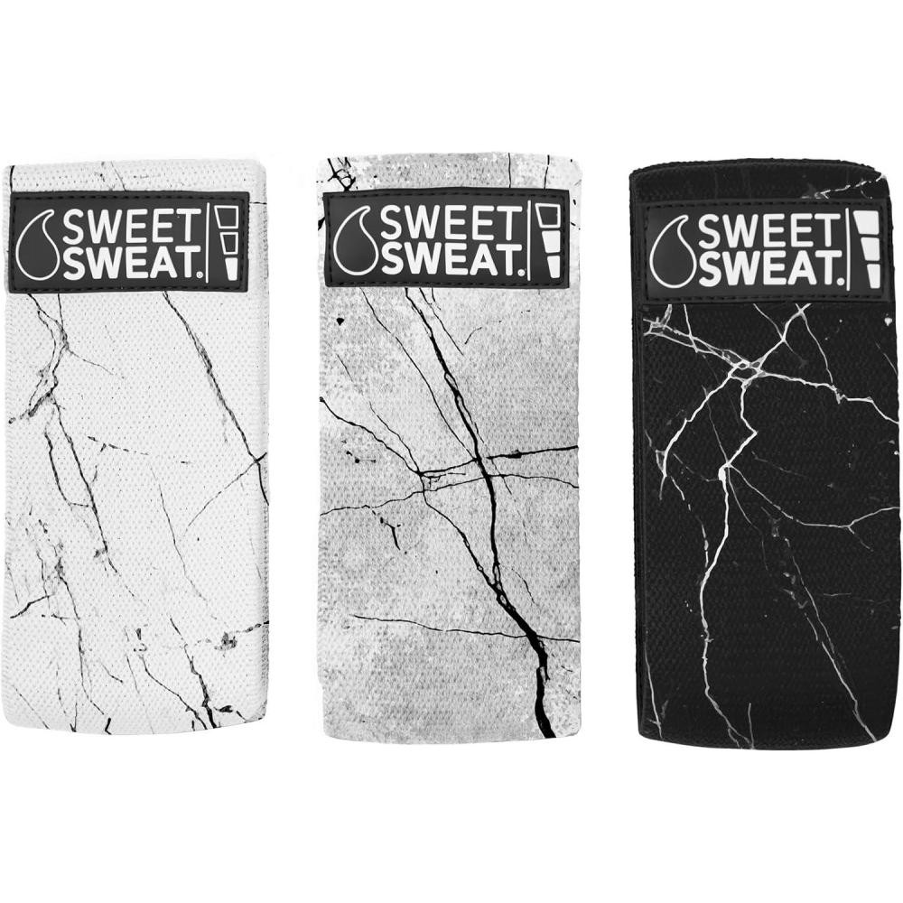 image:imageSweet Sweat Hip Bands with 3 Levels of Resistance  NonSlip Fabric Booty Bands for Squats amp Lunges  Includes Free Mesh Carrying BagMarble Hip Bands