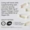 Sports Research Vegan Omega-3 with Vitamin D3 Softgels – 1020mg Omega-3 & 5000iu D3 Supplement – Fish Oil Alternative with Vitamin D Plant-Based Support from Algae Oil – 60 Veggie Softgels for Adults