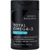 Sports Research® Total Omega-3 Fish Oil 2200mg – Made from Antarctic Krill w/Astaxanthin, Wild Sockeye Salmon & Alaska Pollock – 960mg of EPA & DHA – 120 Softgels