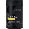 Sports Research® Vitamin D3 + K2 w/Coconut Oil – Vegan Vitamin D 2500iu (62.5mcg) & Mk7 Vitamin K 100mcg for Bone & Immune Support – Vegan Certified · Non-GMO · Soy Free – 60 Softgels