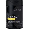 Sports Research Vitamin D3 with K2 Softgels – Plant Based K2 & Vegan D3 5000iu with Coconut MCT Oil – Vegan Certified, Soy & Gluten Free – 120 Count(120 Count (Pack of 1))