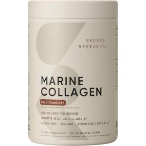 Sports Research Collagen Beauty Complex with Hyaluronic Acid, Vitamin C + Biotin | Pescatarian, Keto Certified & Non-GMO Verified – Unflavored (30 Servings)(Chocolate)