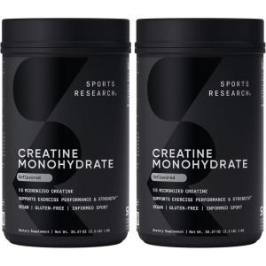 Sports Research Creatine Monohydrate – Gain Lean Muscle, Improve Performance and Strength and Support Workout Recovery* – 5 g Micronized Creatine – 17.64 oz(2.2 Pound (Pack of 2))