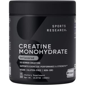 Sports Research Creatine Monohydrate – Gain Lean Muscle, Improve Performance and Strength and Support Workout Recovery* – 5 g Micronized Creatine – 17.64 oz(15.87 Ounce (Pack of 1))