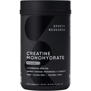 Sports Research Creatine Monohydrate – Gain Lean Muscle, Improve Performance and Strength and Support Workout Recovery* – 5 g Micronized Creatine – 17.64 oz(2.2 Pound (Pack of 1))
