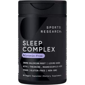 Sports Research Double Strength L-Theanine Supplement – Suntheanine Softgels for Focus, Relaxation & Alertness – Non-Drowsy Support Made with Coconut Oil, Non-GMO & Gluten Free – 200mg, 60 Count(L-theanine Sleep Complex)