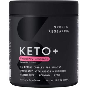 Sports Research® Keto Plus Exogenous Ketones with goBHB® – Premium Keto Powder Supporting Ketosis, Energy & Cognitive Function – Keto Certified · Vegan Friendly · 30 Servings (Raspberry Lemonade)(Raspberry Lemonade)