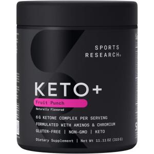 Sports Research® Keto Plus Exogenous Ketones with goBHB® – Premium Keto Powder Supporting Ketosis, Energy & Cognitive Function – Keto Certified · Vegan Friendly · 30 Servings (Raspberry Lemonade)(Fruit Punch)