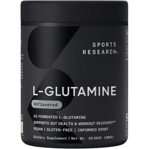 Sports Research L-Glutamine – Workout Recovery, Immune Health & Gut Health Support – 5 G Per Serving – 10.58 Oz(10.58 Ounce (Pack of 1))