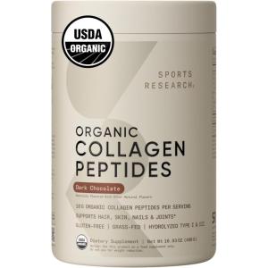 Sports Research Organic Collagen Peptides – Hydrolyzed Type I & III Collagen – Sustainable & Traceable Formula – Chocolate – 30 Servings(Chocolate)