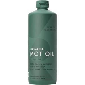 Sports Research® Organic MCT Oil 16oz – Full Spectrum (C8, C10, C12) Sourced from Coconut Oil – Keto Brain & Body Fuel* – Vegan Certified · Non-GMO · Informed Choice Certified – Unflavored(32 Fl Oz (Pack of 1))