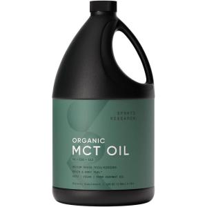 Sports Research® Organic MCT Oil 16oz – Full Spectrum (C8, C10, C12) Sourced from Coconut Oil – Keto Brain & Body Fuel* – Vegan Certified · Non-GMO · Informed Choice Certified – Unflavored(128 Fl Oz (Pack of 1))