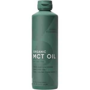 Sports Research® Organic MCT Oil 16oz – Full Spectrum (C8, C10, C12) Sourced from Coconut Oil – Keto Brain & Body Fuel* – Vegan Certified · Non-GMO · Informed Choice Certified – Unflavored(16 Fl Oz (Pack of 1))