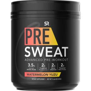 Sports Research PreSweat Advanced Pre-Workout Energy Powder | 9 Essential Amino Acids, Organic Caffeine + L-theanine, Creatine, Beta-Alanine, Acetyl- L-Carnitine, Tart Cherry (Watermelon Yuzu) 14.46oz