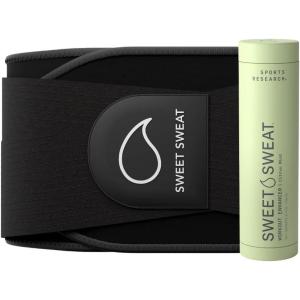 Sports Research Premium Sweat Enahancing Fitness Pack – Sweet Sweat Waist Trimmer Pro Series (M-L/Black) & Workout Enhancer Gel Stick (Citrus Mint, 6.4oz)