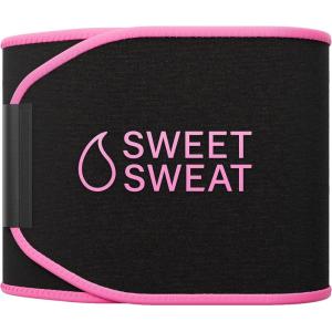 Sports Research Sweet Sweat Waist Trimmer (Core Series) – Premium Sweat Enhancing Fitness Band for Women & Men(Black/Pink)