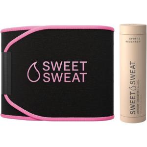 Sports Research Waist Trimmer Pack – Sweet Sweat Waist Trimmer (Black/Pink, X-Large) & Vanilla Workout Enhancer Roll-On Gel (6.4oz)