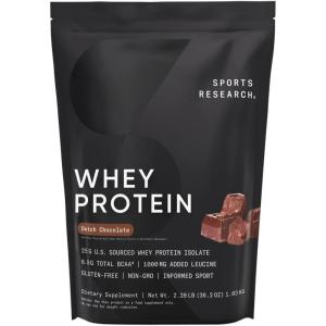 Sports Research Whey Protein Isolate – Sports Nutrition Protein Powder 25g per Serving – 2.27lb Bag Whey Protein – Dutch Chocolate Bulk Protein Powder, 25 Servings(Dutch Chocolate)