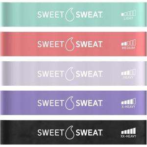 Sweet Sweat Mini Loop Resistance Bands – Set of 5 | Exercise Hip Booty Bands for Squats, Lunges, Physical Therapy, Yoga, Pilates, Rehab & Home or Gym Workouts(Multicolor)