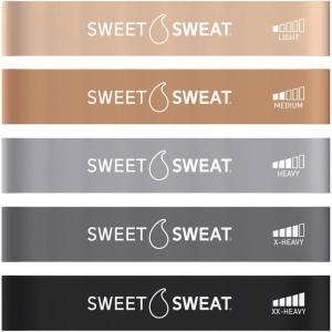 Sweet Sweat Mini Loop Resistance Bands – Set of 5 | Exercise Hip Booty Bands for Squats, Lunges, Physical Therapy, Yoga, Pilates, Rehab and Home Workout | Non-Latex Elastic Bands Includes Carry-Bag