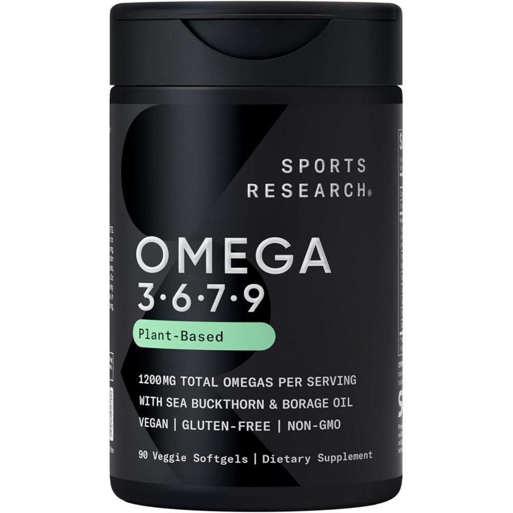 image:imageSports Research Vegan Omega 3679  1200 mg of MultiSpectrum Omega Fatty Acids Certified NonGMO Formula with Sea Buckthorn amp Borage Oil  90 Veggie Softgels