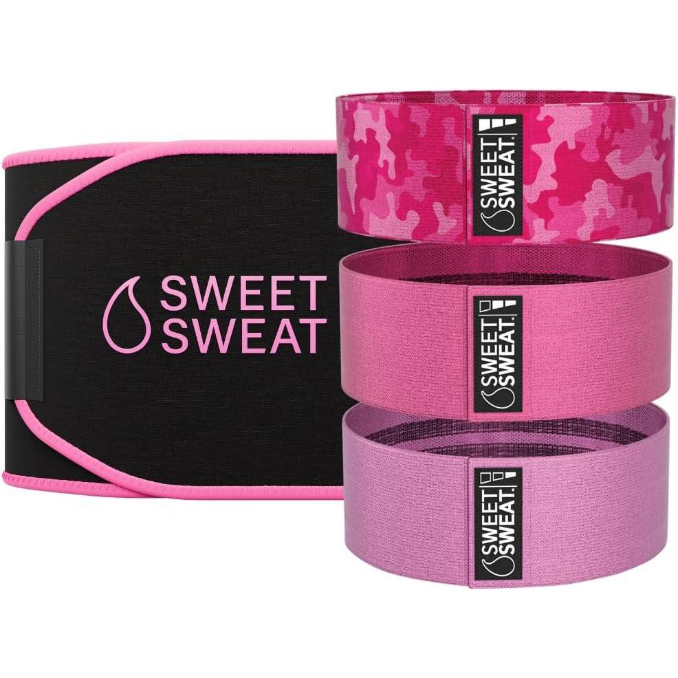image:imageSports Research Waist Trimmer Pack  Sweet Sweat Waist Trimmer BlackPink Medium amp Set of 3 Hip Resistance BandsPink