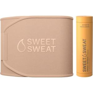 Sports Research Waist Trimmer Pack – Sweet Sweat Toned Waist Trimmer (Stone/Medium) & Tropical Workout Enhancer Roll-On Gel