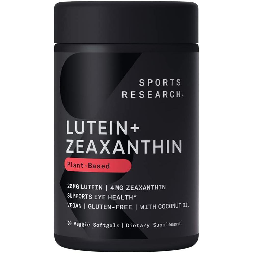 image:imageSports Research Lutein and Zeaxanthin Capsules  Eye Health Support Supplement Made with LuteGen and Organic Coconut Oil  Vegan Friendly amp NonGMO Verified  30 Veggie Softgels30 Count Pack of 1