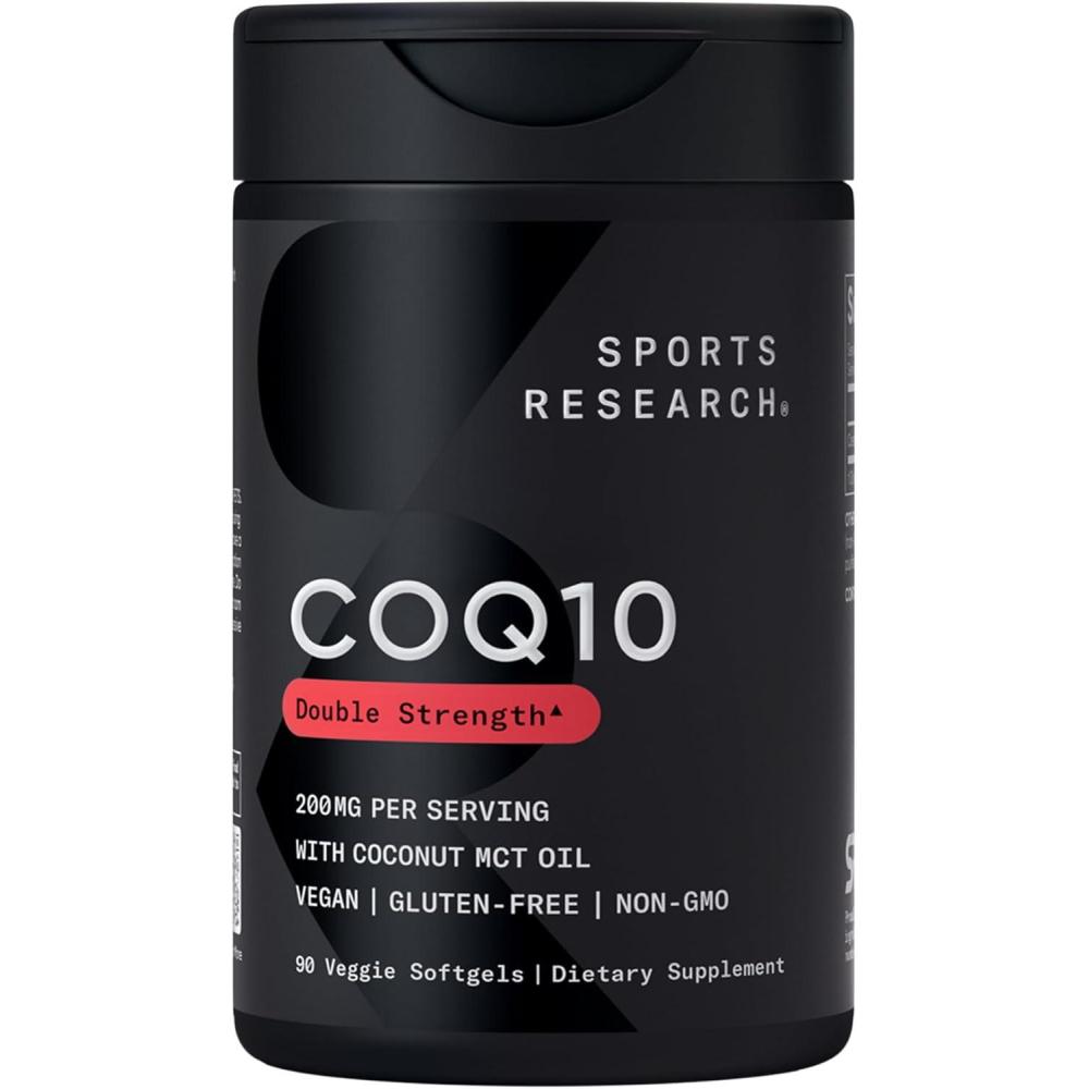 image:imageSports Research CoQ10 200mg Capsules  Premium Coenzyme 10 Supplement with Coconut MCT Oil  Vegan Certified NonGMO Verified amp Gluten Free  90 Veggie Softgels90 Count Pack of 1